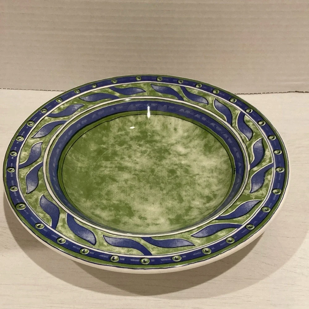 Pier 1 Ceramica Quadrifoglia Pasta Salad Soup Bowl Made in Italy Blue and Green